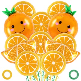 Orange Fruit Balloons, 12 Pcs Citrus Foil Balloons, Large Orange Mylar Balloons for Fruit Themed Party Decoration Birthday Baby Shower