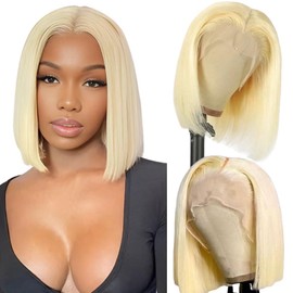 ASUTTRY 613 Blonde Bob Wig Human Hair 200 Density 13x4 HD 613 Lace Front Wigs Human Hair Pre Plucked Straight Blonde Short Bob Wig for Women 14"
