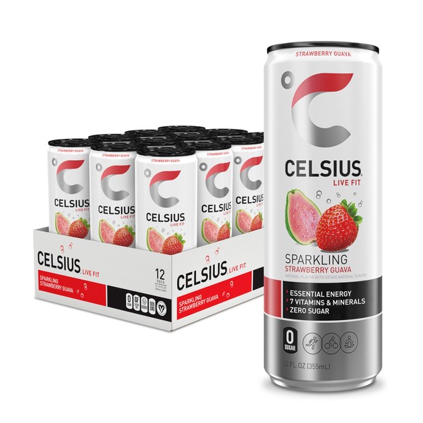 CELSIUS CELSIUS Sparkling Strawberry Guava, Functional Essential Energy Drink 12