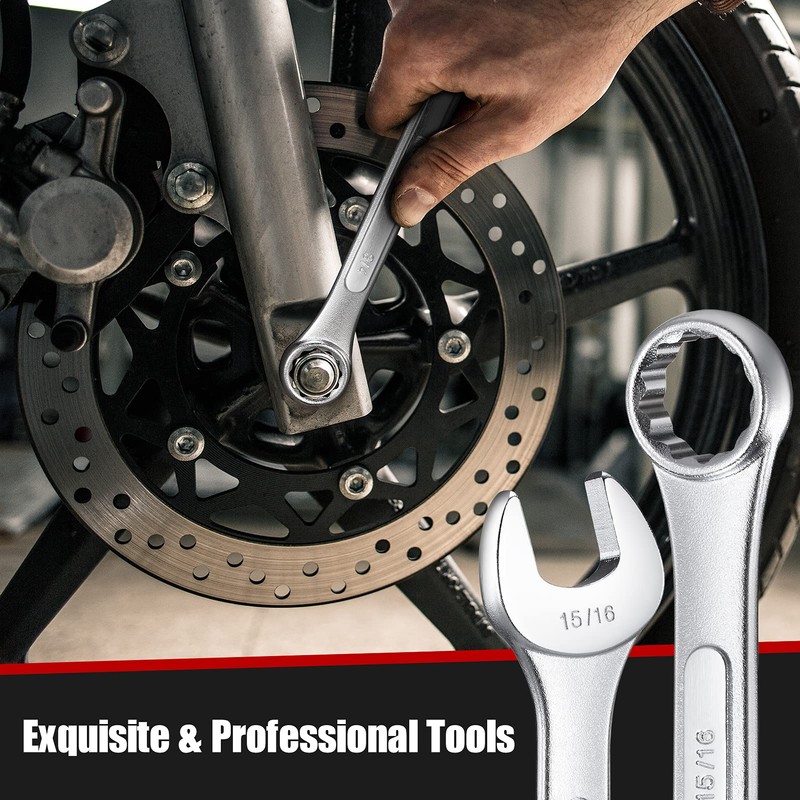 ROCHOOF Combination Wrench Set,16-Piece SAE Wrench Set 12-Point Chrome Vanadium