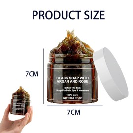 Schwarze Seife mit Argan und Rose,Marokko Körperpeeling,Moroccan Black Soap,Organische Marokkanische Schwarze Seife,Schwarze Seife Körper Peeling Seife,Weiche Haut für die Meisten Hauttypen Geeignet