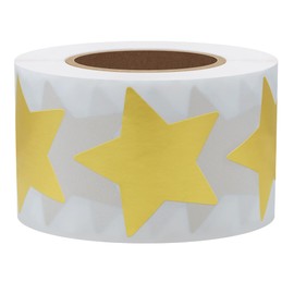 Hybsk 1.5" Gold Metallic Foil Star Shape Paper Sticker Labels Packaging Seals Crafts Wedding Favor Tag Labels 500 Total Per Roll (Gold)
