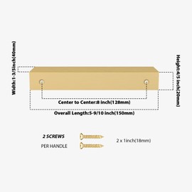 Peaha 5 Pack Kitchen Cabinet Handles 5 inch Matte Gold Pulls for Dresser Drawers Brushed Brass Door Edge Finger Pull Hardware