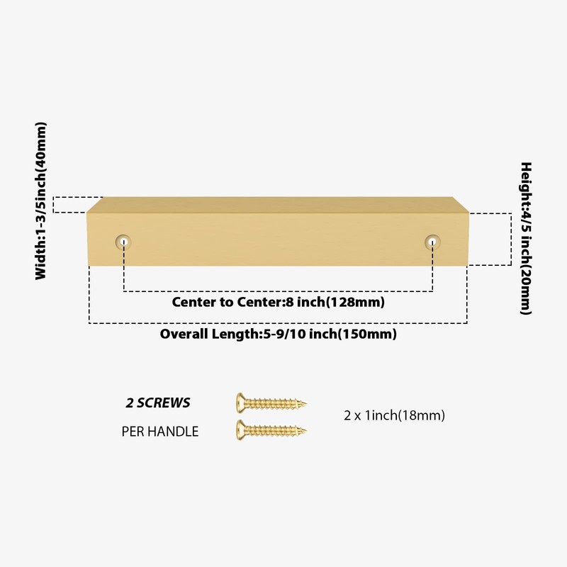 Peaha 5 Pack Kitchen Cabinet Handles 5 inch Matte Gold