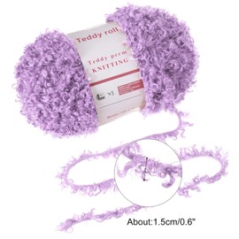 MECCANIXITY 2 Skeins Fur Yarn Soft Fluffy Chunky Yarn Fuzzy Eyelash Yarn Light Purple for Crocheting Knit Clothes Bag - 55Yard/50m, 3.21ozx2
