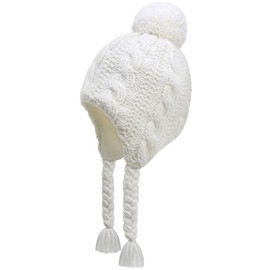 Otoyzy Winter Peruvian Hat Earflap Fleece Lined Pompon Knit Hat Beanie for 3-10T Baby Girls