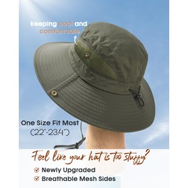 FURTALK Mens Bucket Sun Hat UPF 80+ Wide Brim Hiking Fishing Beach Outdoor Hats Green