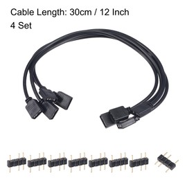 uxcell ARGB Splitter Cable with 3P Connector for 5050 3528 LED 1 to 1 Female 30cm 4 Set