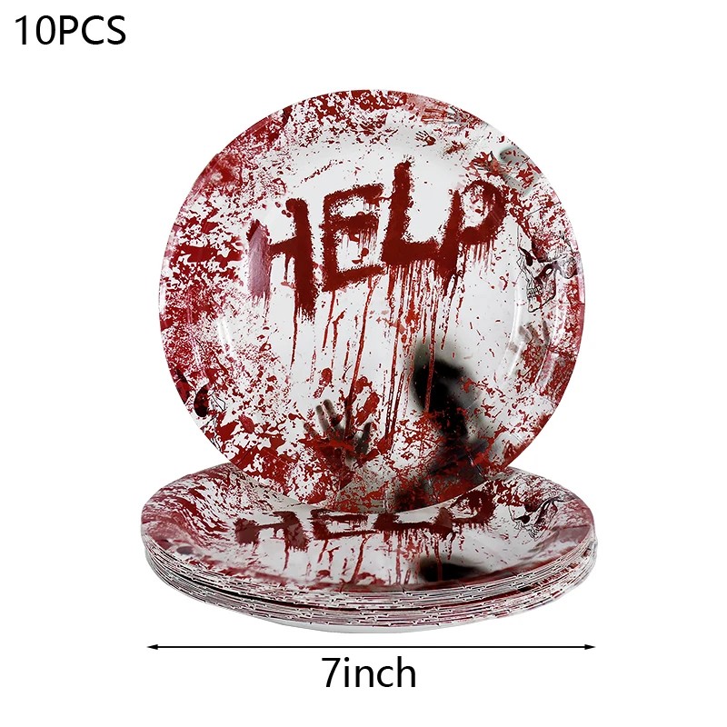 Halloween Disposable Tableware for Horror Parties – Bloody Handprint Paper