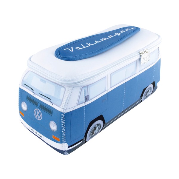BRISA VW Collection - Volkswagen Neoprene Universal Make-Up Cosmetic Travel Pharmacy Bag in T2 Bulli Bus Design, blue, T2 Bus