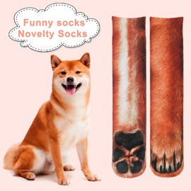 Tiaronics Funny Animal Paw Socks Novelty Socks Gag Gifts for White Elephant Gift Exchange(Dog)