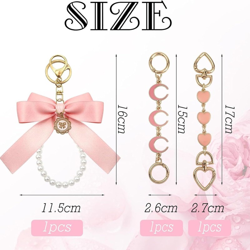 Oaiyeie 3PCS Bag Extension Bow Keychain Kits, Bag Strap Extenders,