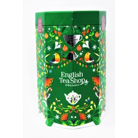 English Tea Vegan & Organic Christmas Tree Style Advent Calendar 2023-13 Festive Flavours of Black Tea, Fruit Tea, Herbal Tea and Spice Tea in 25 Pyramid Teabags