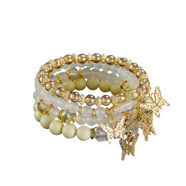 Beaded Bracelet for Women Boho Bracelets Butterfly Pendant Multi-layered Stackable Bracelets Women Crystal Beading Bracelet Jewelry Gifts