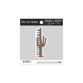 Die Cut Sticker Scottsdale, Arizona, Cactus, Icon, Contour Vinyl Sticker 1 to 3 inches (Waterproof Decal for Cars, Water Bottles, Laptops, Coolers), Small