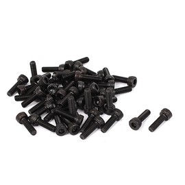 Sourcingmap M3 x 10mm Carbon Steel Full Thread Hex Socket Cap Head Screws Bolts Black 50 Pcs
