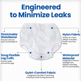 Kleinert's Unisex Waterproof Pull-On Adult Diaper Cover - Leakproof Washable Incontinence Pants for Sensitive Skin - Comfortable Fit Wear with Diaper, Guard or Pad (Small)