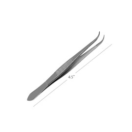 Splinter Forceps - Fine Point - Tweezers Stainless Steel Straight & Curved (Curved 4.50")