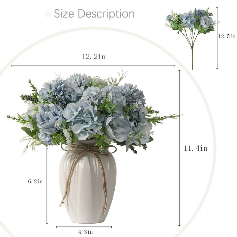 JARELING JARELING Peonies Artificial Flowers in Vase, Fake Hydrangea Silk