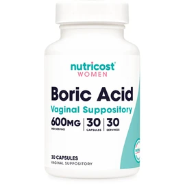 Nutricost Boric Acid 600mg, 30 Capsules - Vaginal Suppository - Non-GMO - for Women