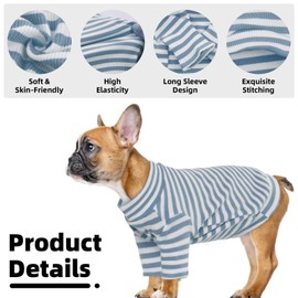 Lelepet Dog T-Shirt, Dog Vest, Summer Basic Striped Pet Shirt for Medium Large Dogs, Stretchy T-Shirt for Dogs Cats, Dog Sweatshirt, Dog Shirt with Sleeves, Puppy Clothing Apparel Girl Boy, Blue L