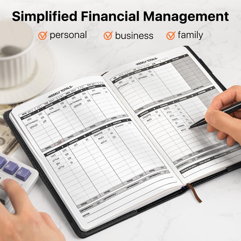 WEMATE Accounting Ledger Book with Lock, Accounting Log, Tracking Income