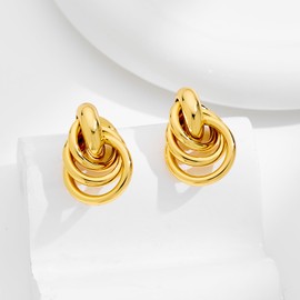 FILMOON Big Chunky Gold Knot Earrings for Women Geometric Drop Dangle Earrings Twisted Link Stud Earring Fashion Jewelry