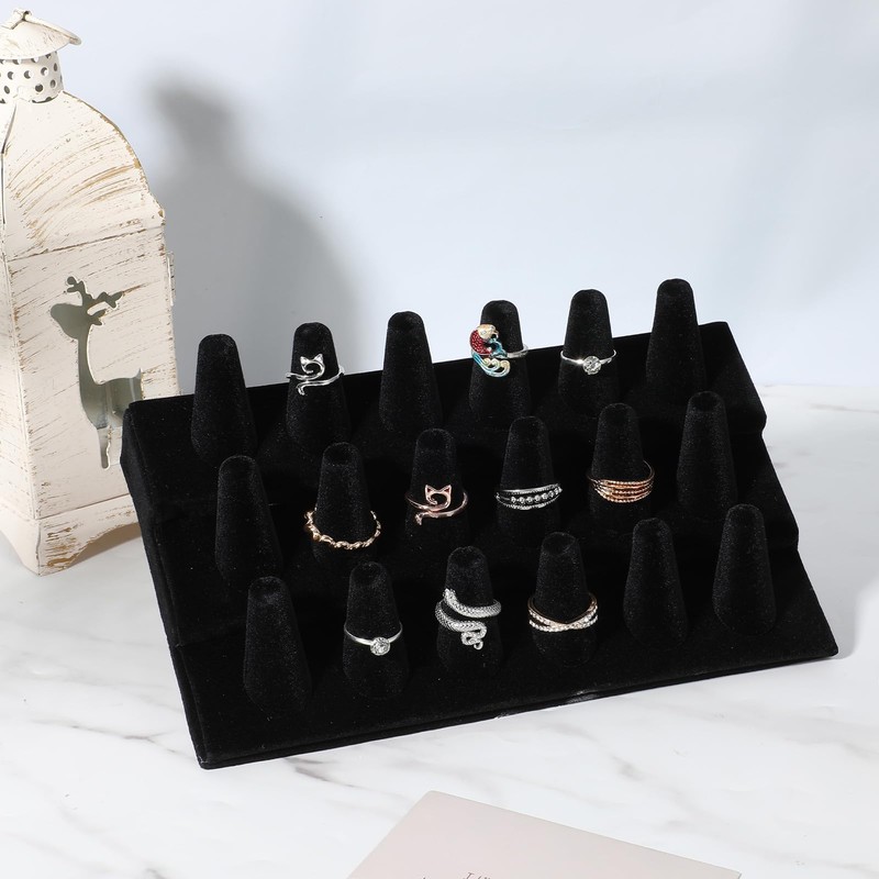 mekueeex 2PCS Velvet Ring Display Stand, 18 Holders Ring Display