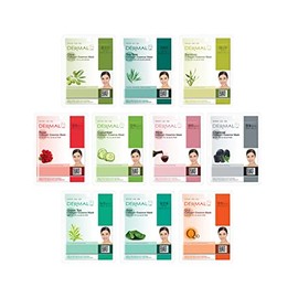 DERMAL - 10 Pcs. Relax - Mascarillas faciales con Esencia de Colágeno - 10 Mascaras Seleccionadas para calmar y relajar tu piel.