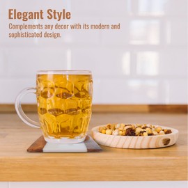 Homeware Marble Coaster Set of 4 – Elegant Gloss Finish Stone Coasters with Cork Base for Stylish Décor - Size: 9x9cm (White-Brown)