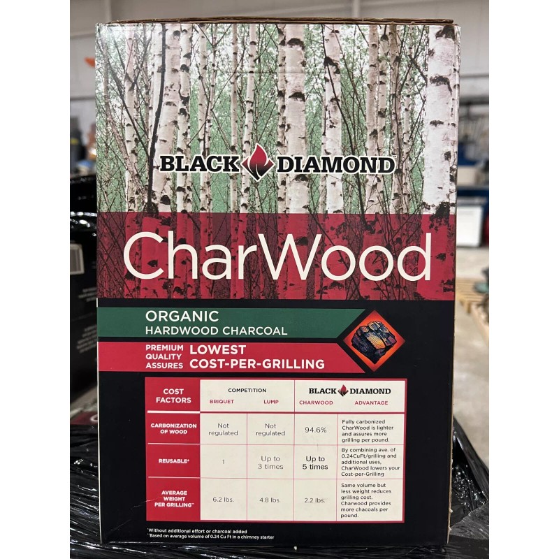 Black Diamond Charwood Lump Charcoal ReUsable up to 18 "quick-grills"