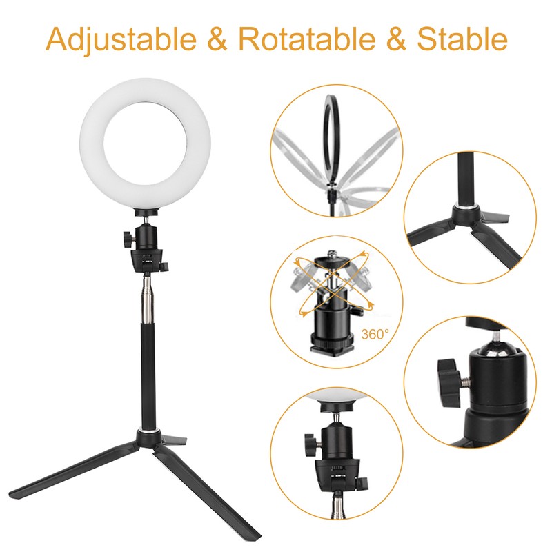 6 Inch Ring Light Dimmable LED Fill Light with Stand