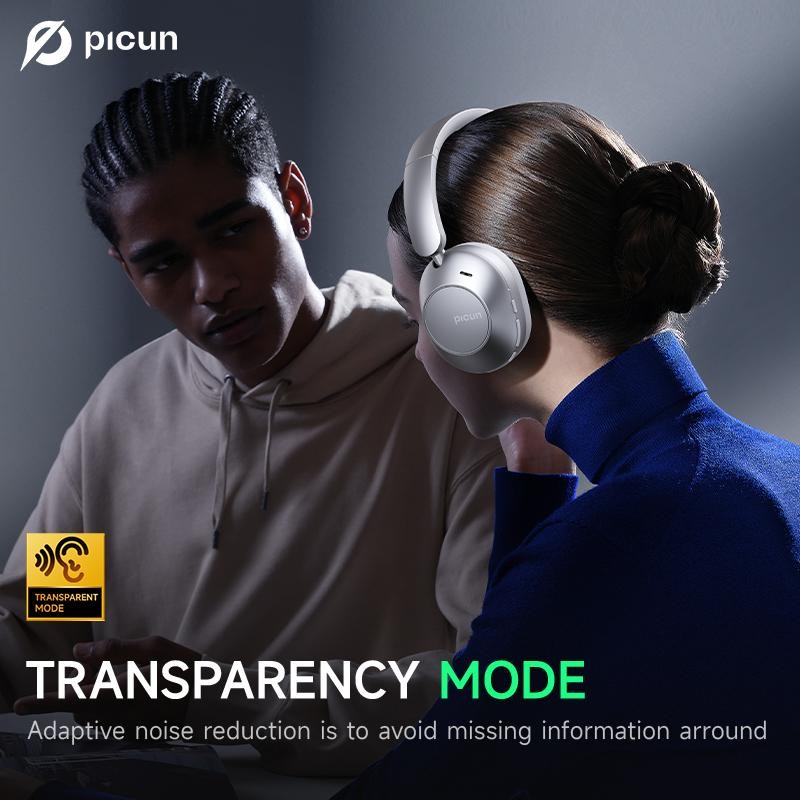 Picun F6 Headset, -52dB ANC Wireless Earbud, Head Tracking &