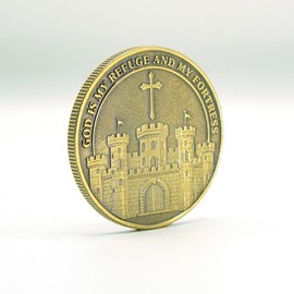 God is My Refuge & Fortress Religious Challenge Coin, Psalm 91:2 Motivational Christian Token Inspirational Gift Prayer Charm for Protection