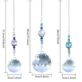 Pack of 3 Crystal Decorative Pendants, Crystal Rainbow Suncatcher, Crystal Pendant Decoration, Prism Crystal Ball, Crystals as Decoration, Crystal Pendant Ornament for Home, Office, Garden Decoration