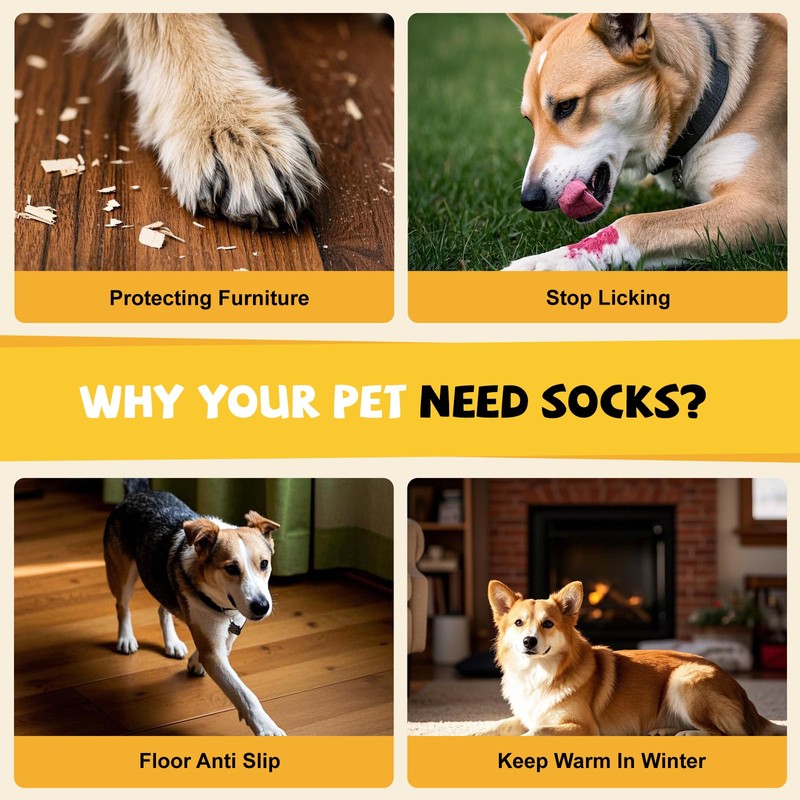 Newthinking 2 Pair Dog Socks Paws Stop Licking, Anti Slip