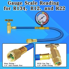 Refrigerator Freon Recharge Kit, R134a Refrigerant Recharge Kit, A/C R134a Refrigerator Freon Recharge Kit, with Bullet Piercing Tap Valve, R134a Self-Sealing Adapter, for Home AC Refrigerant System