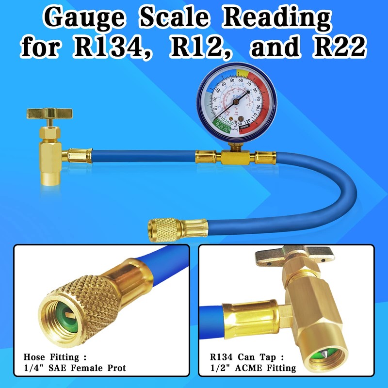 Refrigerator Freon Recharge Kit, R134a Refrigerant Recharge Kit, A/C R134a