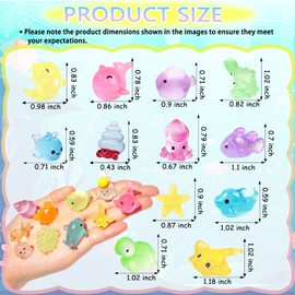 LOIKMIUP 100PCS Luminous Mini Resin Animals Tiny Ocean Animal Glow in The Dark Little Figures to Hide for Fairy Garden Miniature