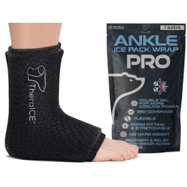 TheraICE Ankle Ice Pack Wrap PRO for Swelling & Sprained Ankle Brace for Women & Men, Cold Therapy Support Compression Socks, Plantar Fasciitis & Achilles Tendonitis Relief, Sore Feet & Heel