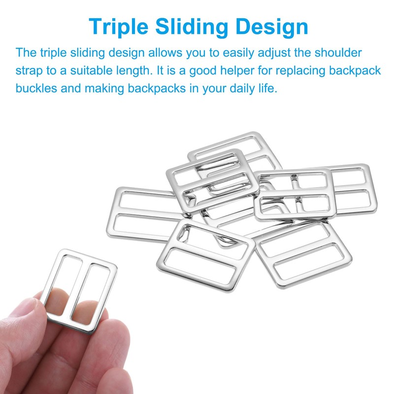 PATIKIL Metal Tri-glide Slide Buckle 25mm, 8 Pcs Zinc Alloy