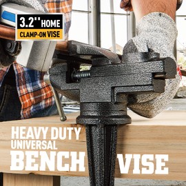 Updated Table Vise 3.2‘’ Constructed with Cast Steel, Clamp on Vice for Workbench with 360° Swivel Base for Woodworking