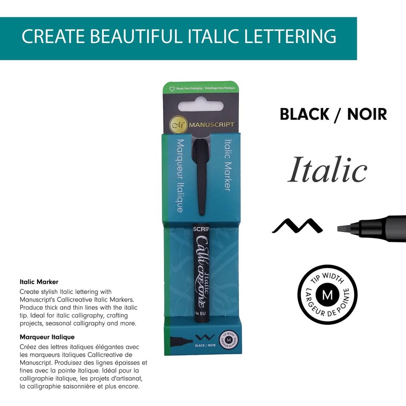 MANUSCRIPT Callicreative Italic Crafter Markers (Medium Tip, Black)