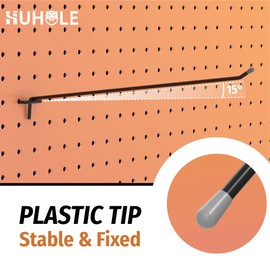 HUHOLE Black Pegboard Hooks 12 Inch, 25PC, Heavy Duty Peg Board Hooks, Fit 1/4" Peg Board
