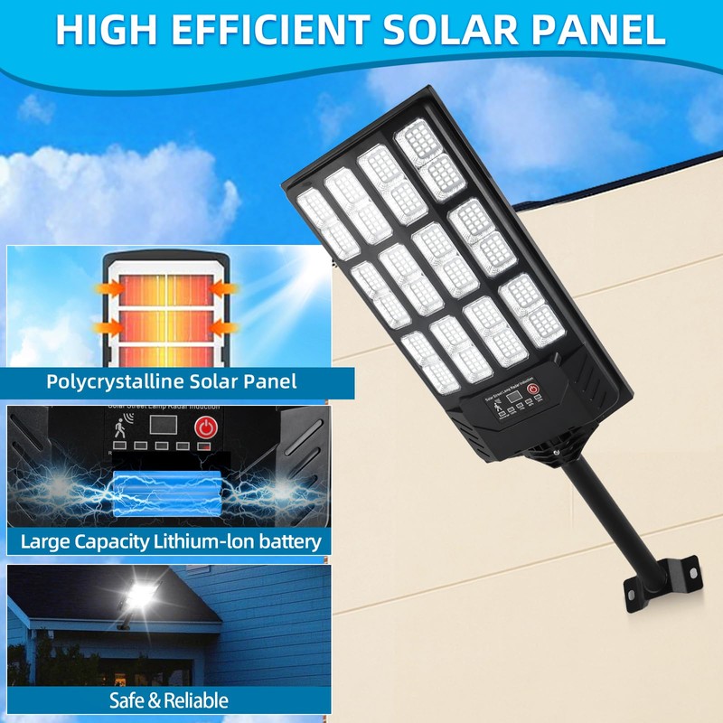 Ecoralios Solar Street Lights Outdoor Waterproof,38000LM,Wide Angle Solar Flood Light,