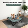Cooling Elevated Dog Bed, Portable Dog Bed (Green+White, Medium)