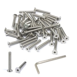 iexcell 50 Pcs M5 x 35mm Thread Pitch 0.8 mm Stainless Steel 304 Hex Socket Flat Head Cap Screws Bolts Kit