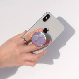 OnTheGrip Cute Natural Seashell Design Round Shape Collapsible Mobile Phone Grip Stand Holder for Smartphone Tablet Cell Phone Accessory (Violet)