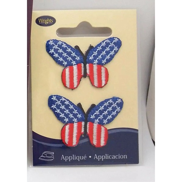 Unbranded Butterfly Patch Applique - Red, White, & Blue -