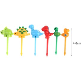 6 Pcs Multicolor Animal Food Picks for Kids, Fun Bento Picks, Cute Dinosaur Cartoon Animal Fruit Food Toothpicks, Lunch Bento Box Picks for Toddler, Kids Lunch Accessories for School
